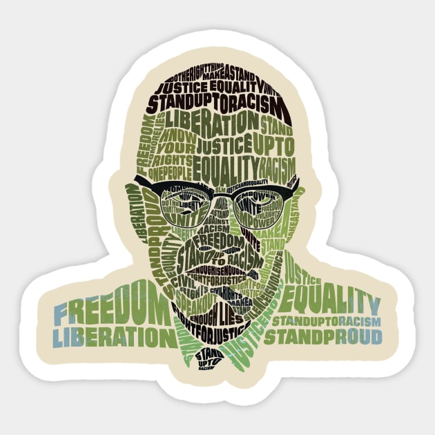 Malcolm X Sticker by HAPPY TRIP PRESS